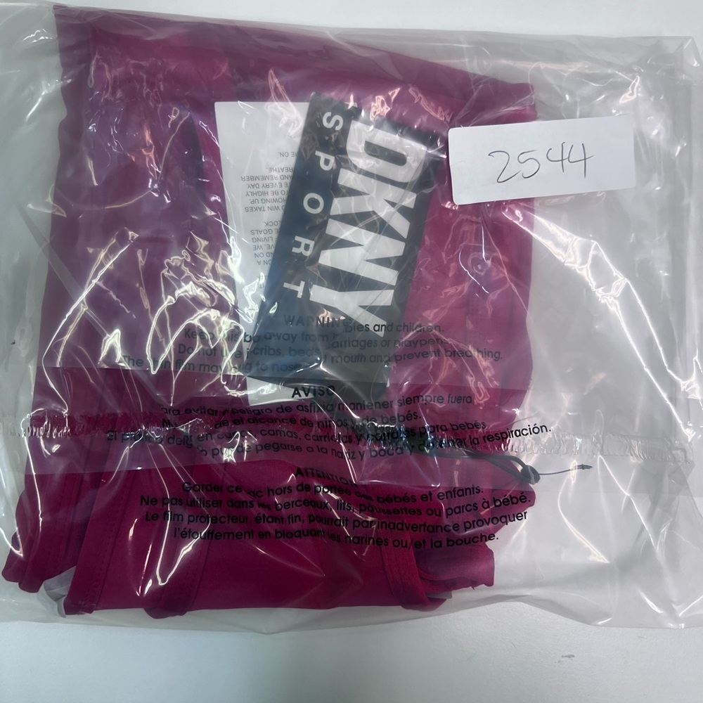DKNY Womens Small Light Support Unlined High Shine Sports Bra Red - Picture 3 of 3